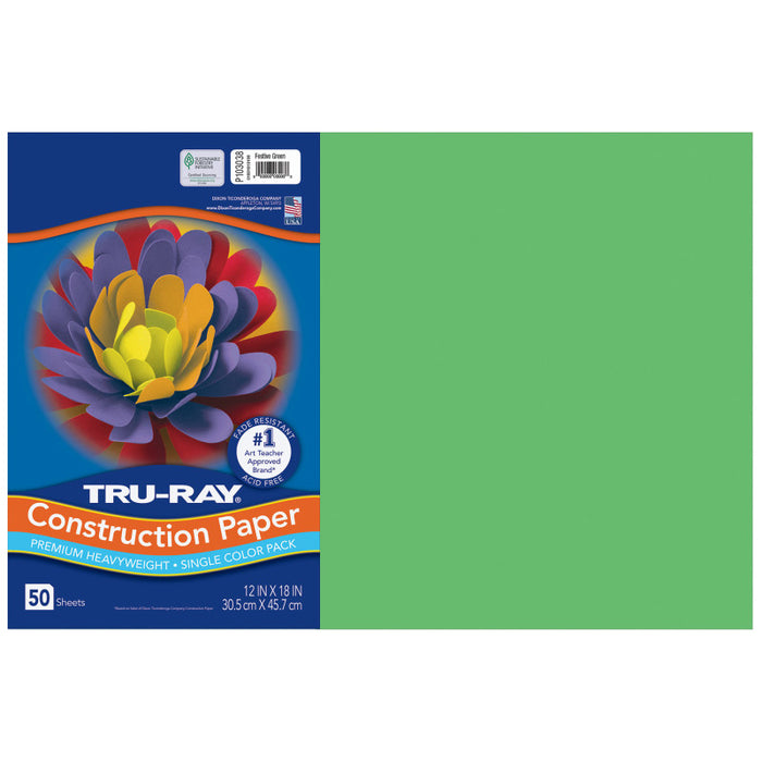 Tru Ray 12X18 Festive Green 50 Sht Construction Paper