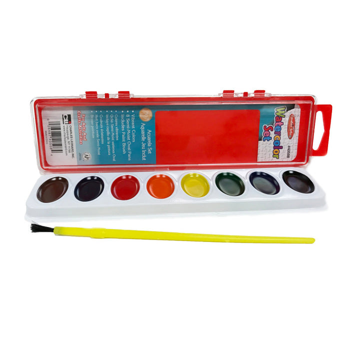 Water Color Paint 8 ASSRT Colors Oval Pan With Brush