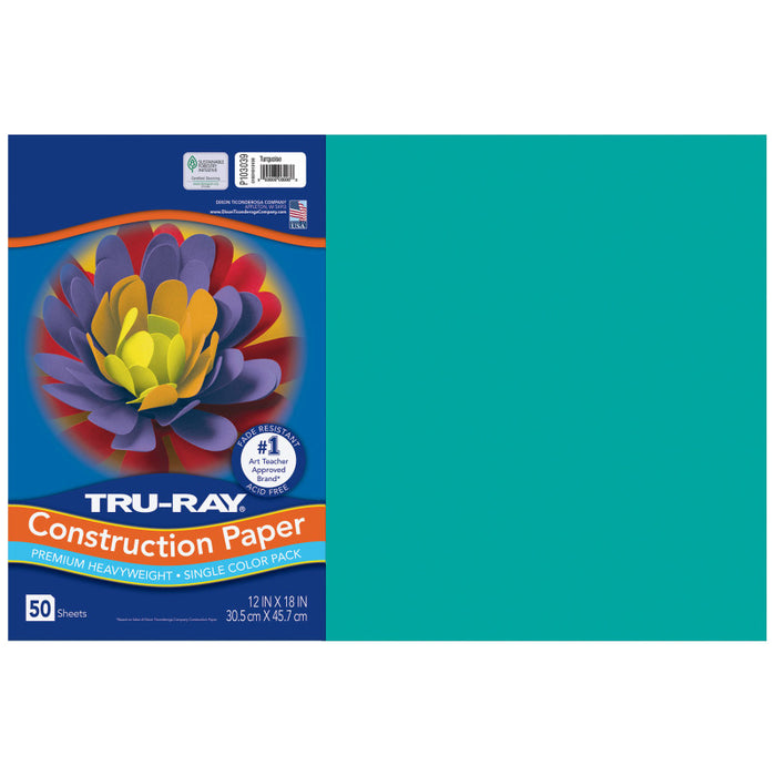 Tru Ray 12 X 18 Turquoise 50 Sht Construction Paper