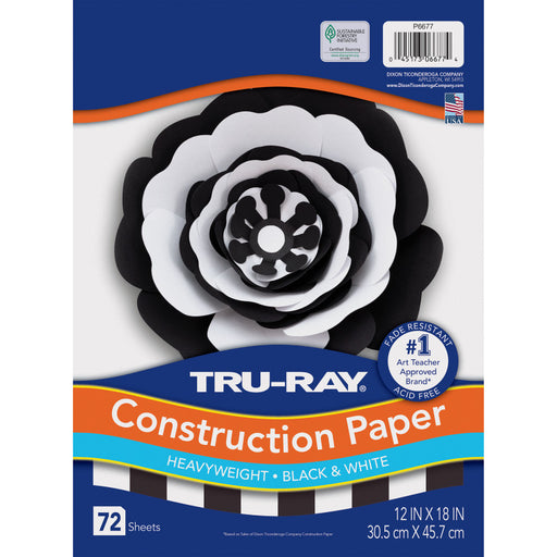Construct Paper Blk & Wht 72 Shts Tru-ray 12IN X 18IN