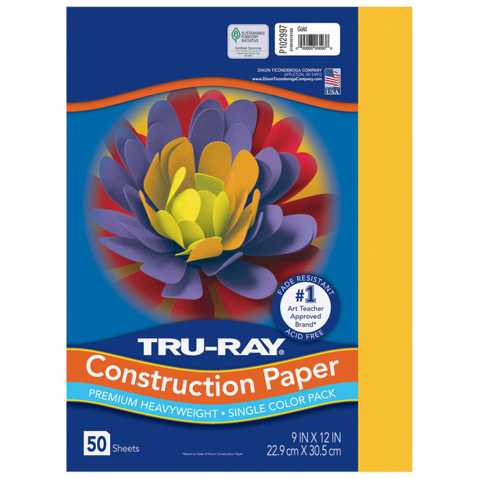 Tru Ray 9 X 12 Gold 50 Sht Construction Paper