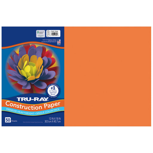 Tru Ray Electric Orange 12X18 Fade Resistant Construction Paper