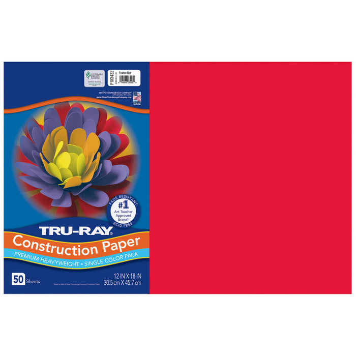 Tru Ray 12 X 18 Festive Red 50 Sht Construction Paper