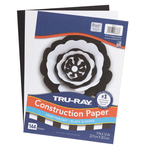 Construct Paper Blk & Wht 144 Shts Tru-ray 9IN X 12IN