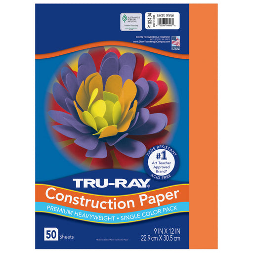 Tru Ray Electric Orange 9X12 Fade Resistant Construction Paper