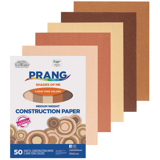 Construction Paper Skin Tone 9X12 5 ASST Colors 50PK