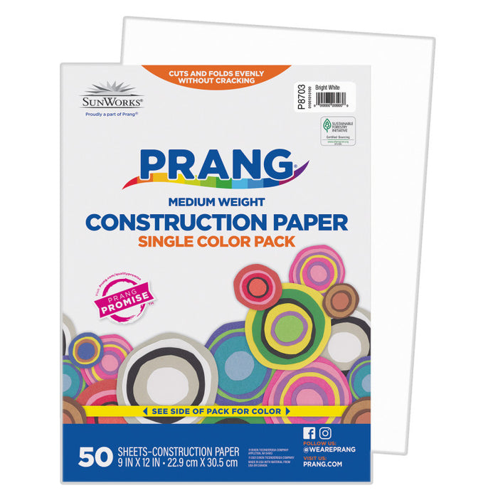 Construction Paper Brt White 9X12 50 Pack