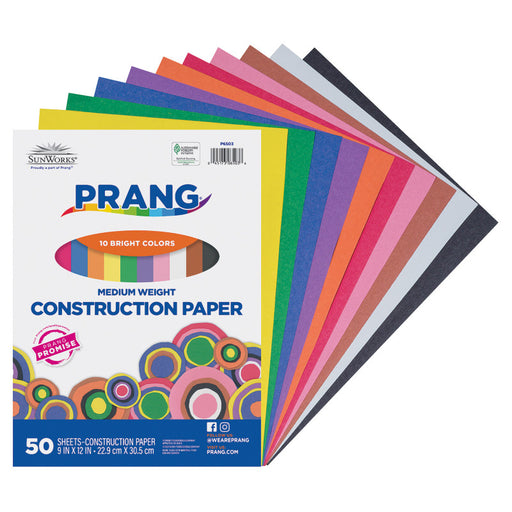 Construction Paper ASST 9X12 50PK 10 Colors
