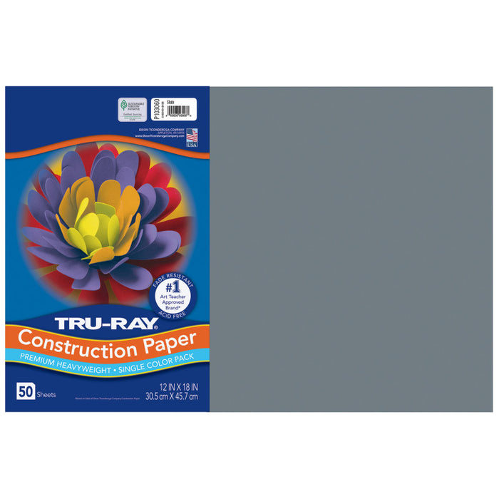 Tru Ray 12X18 Slate Construction Paper 50SHT Per PK