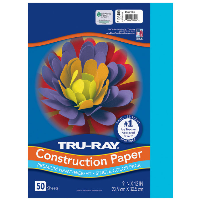 Tru Ray Atomic Blue 9X12 Fade Resistant Construction Paper