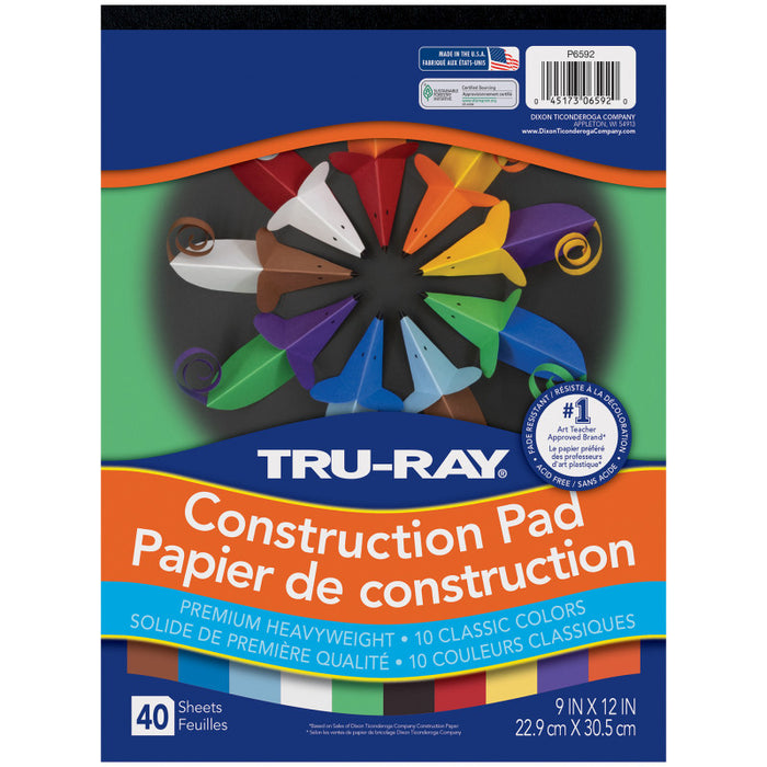 Construction Paper Pad 10 Colors 40 Sheets
