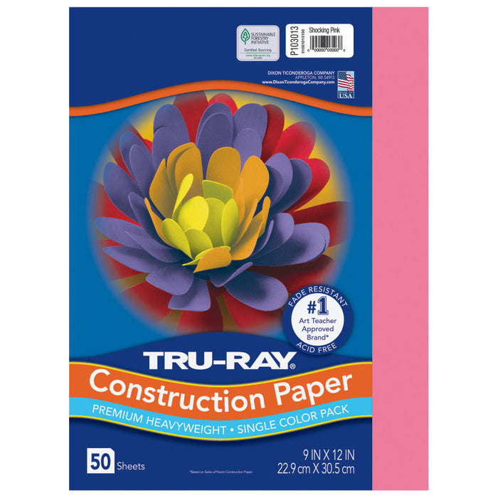 Tru Ray 9 X 12 Shocking Pink 50 Sht Construction Paper