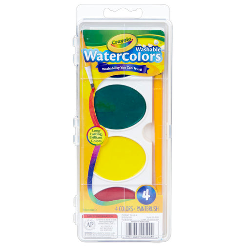 SO Big Washable Watercolors 4 Color Oval Pans And Paint Brush