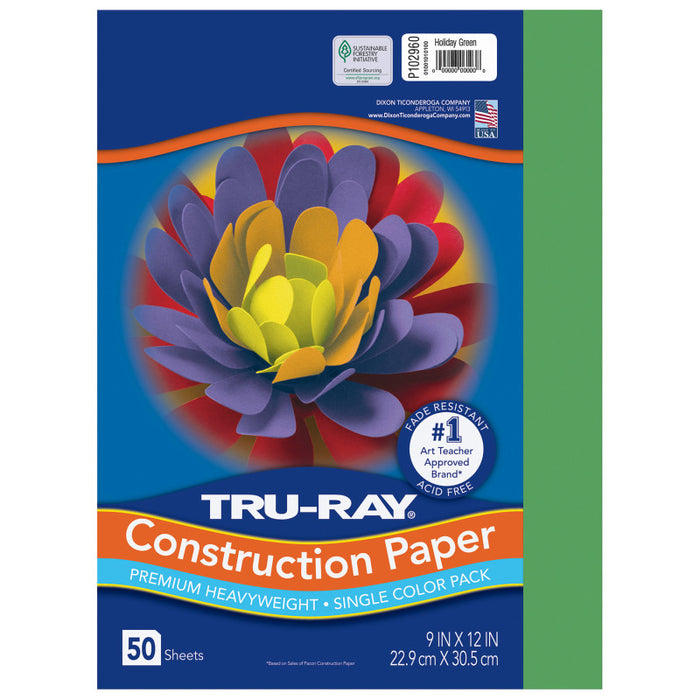 Tru Ray 9 X 12 Holiday Green 50 Sht Construction Paper