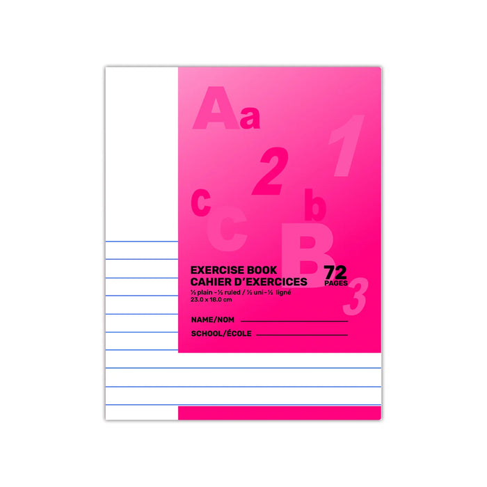 1/2 Plain 1/2 Ruled 72 Pg. Exercise Book 9"x7" - H-Tone