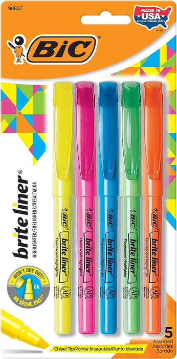 Bic Highlighters - 5 Pack Assorted (PST)