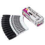 Dry Erase Markers, Bullet Tip, Black, Pack of 12