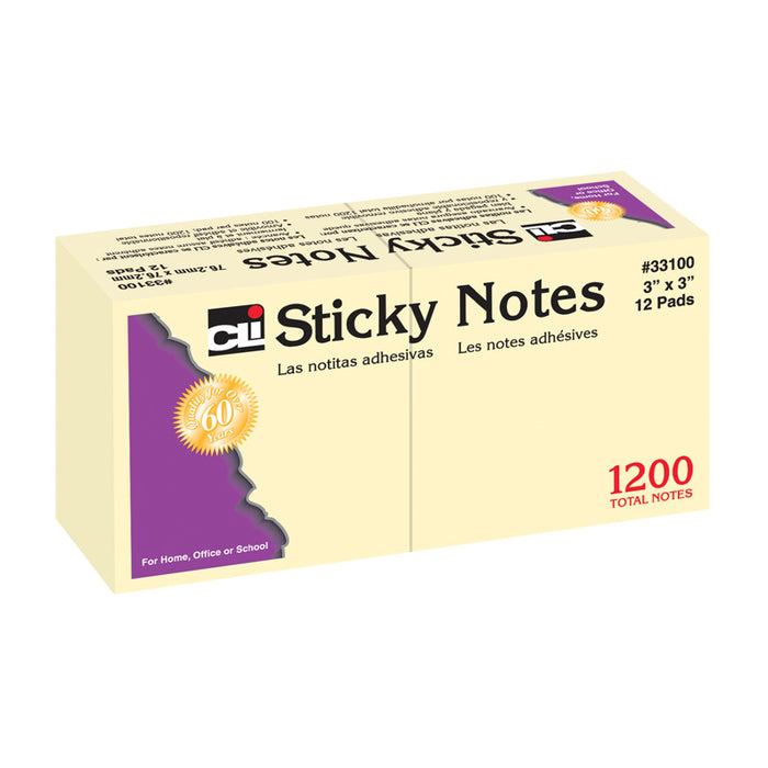 12 x STICKY NOTES 3X3 PLAIN