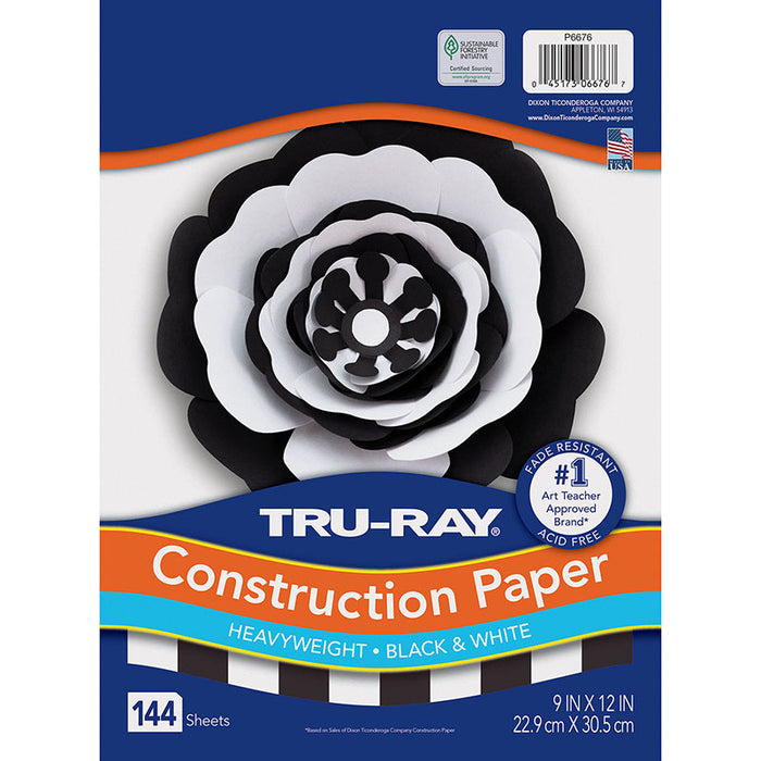 CONSTRUCTION PAPER BLACK AND WHITE 144 SHTS