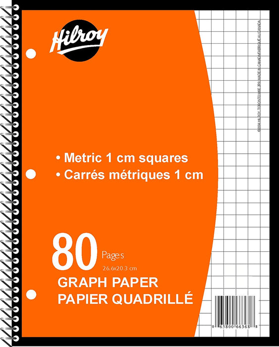Coil Graph Notebook - 80 Pages, 1cm Squares