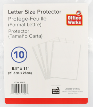 Single Sheet Protector(s) 8 1/2" X 11" Top Loading*