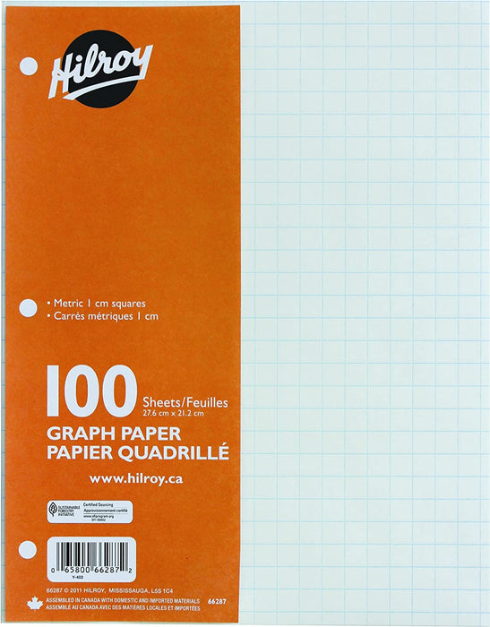 Hilroy Metric Graph Refill Paper - 1cm Squares 100 Sheets