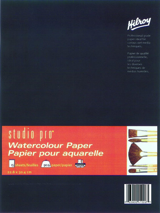 Hilroy Studio Pro Watercolour Book - 9x12" - 15 Sheets