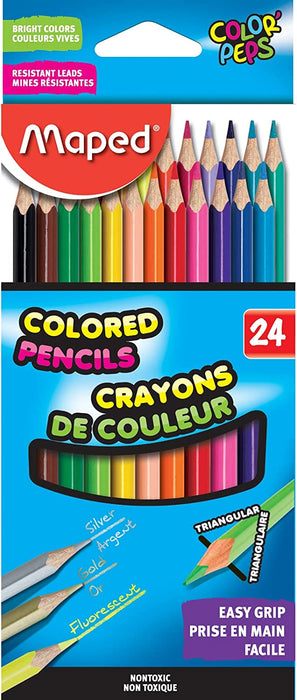 Pkg 24 Triangle Pencil Crayons Maped