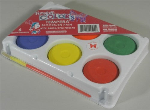 Tempera Paint Blocks. 6 Colours w/ Palette and Brush