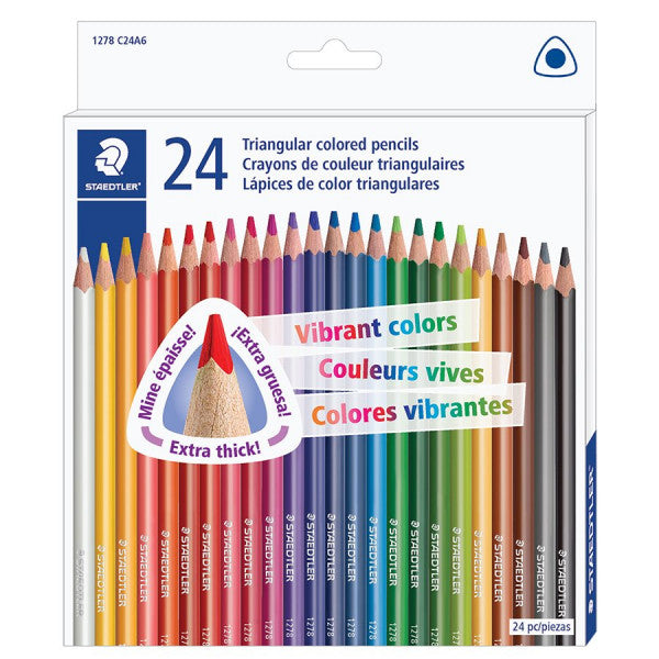 24 Pencil Crayons Steadtler Triangular Pre-Sharpened