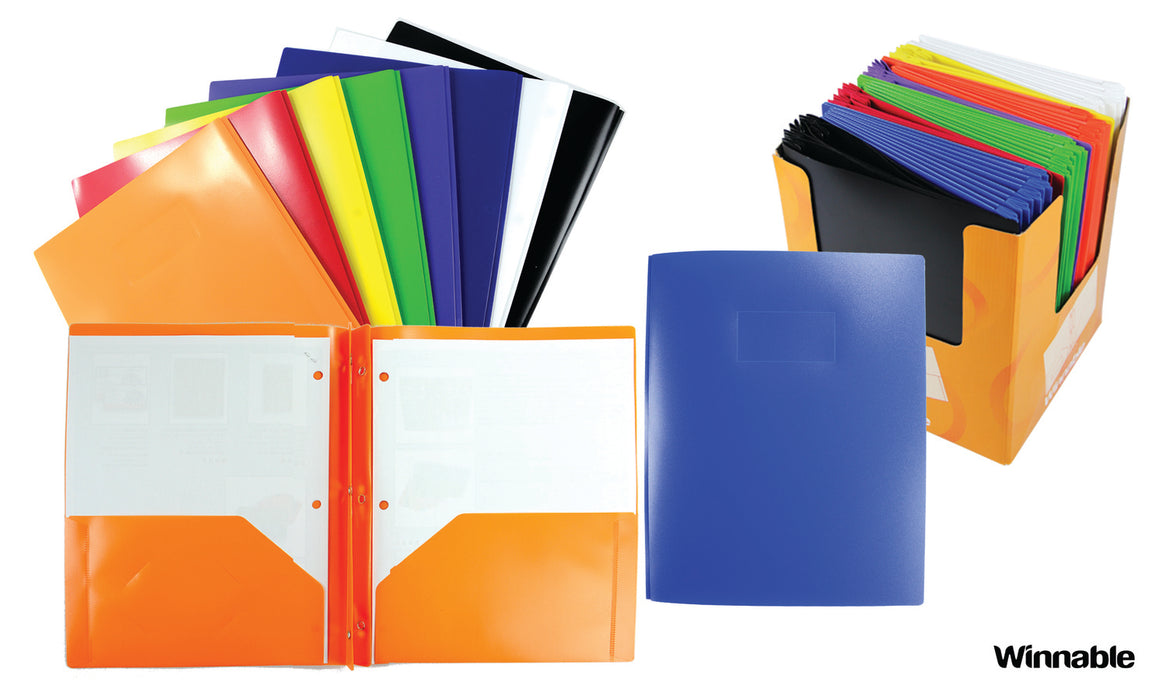 Poly Report Cover tangs & pockets Red (PST)