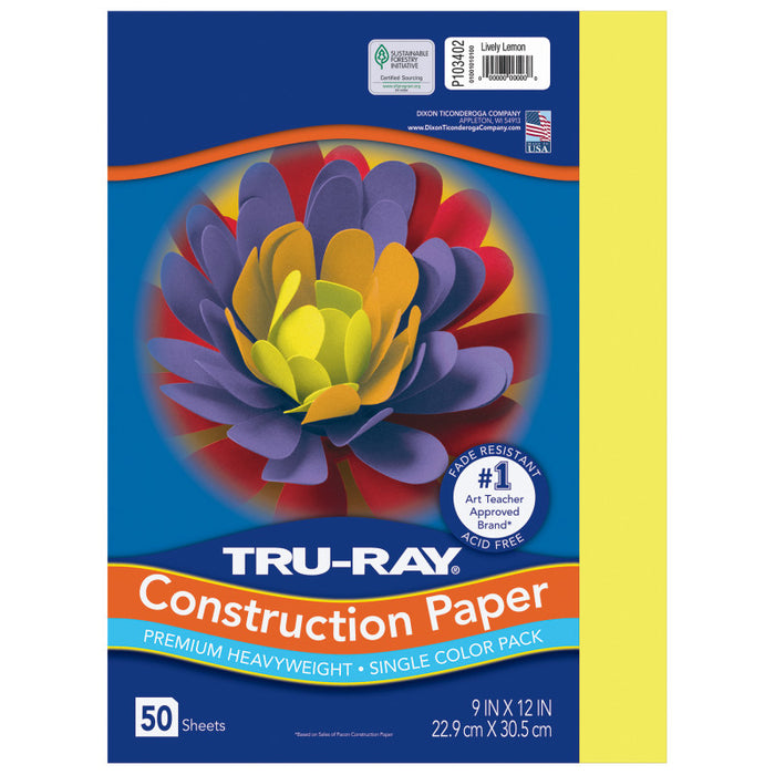 Tru Ray Lively Lemon 9X12 Fade Resistant Construction Paper