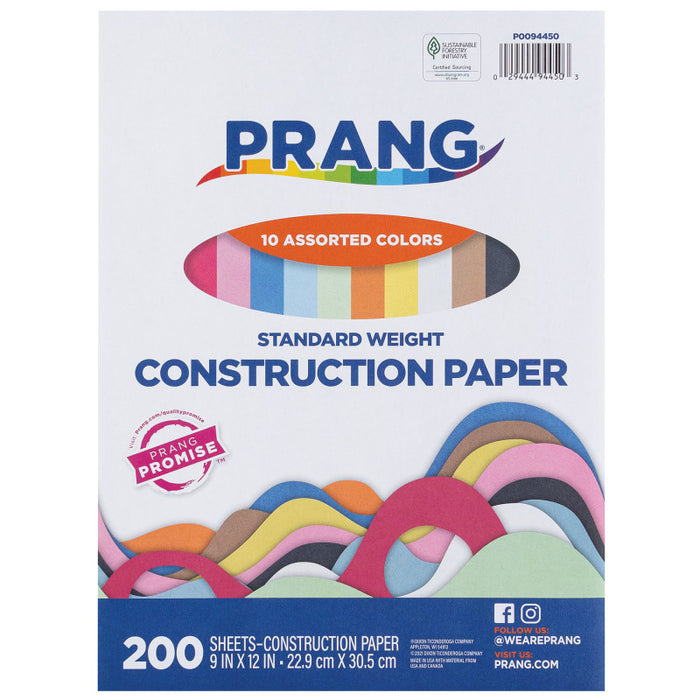 Lightweight Construction Paper 9X12 10 Colors 200 Sheets