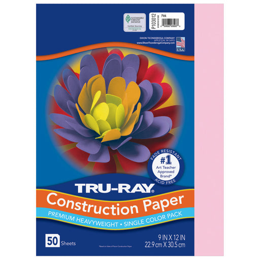 Tru Ray 9 X 12 Pink 50 Sht Construction Paper