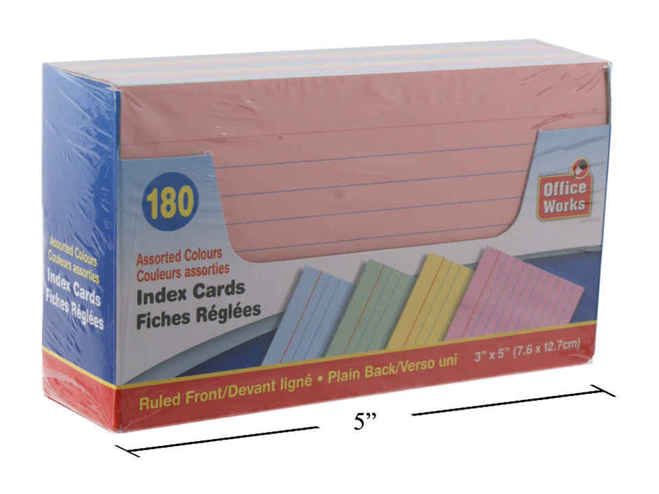 Coloured Index Cards 3 x 5 - 180pc