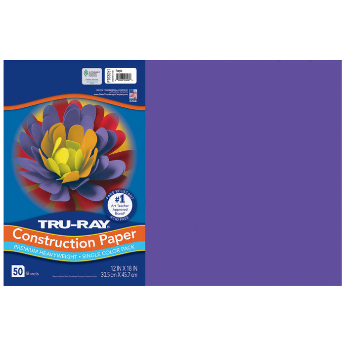 Tru Ray 12 X 18 Purple 50 Sht Construction Paper