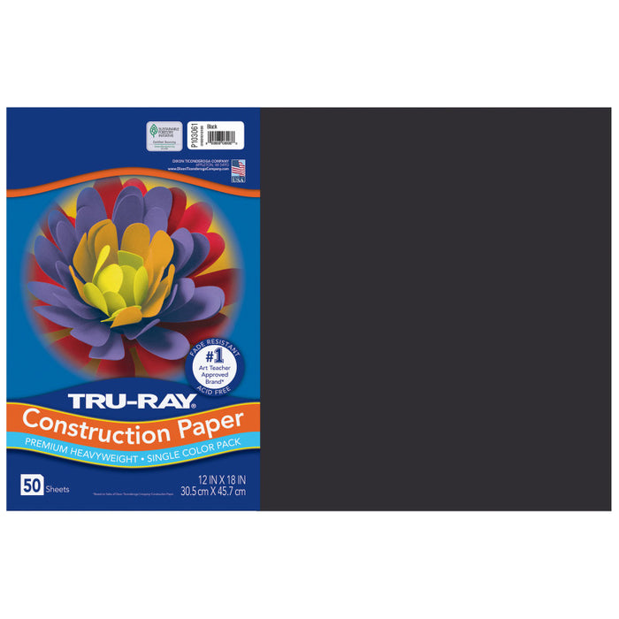 Tru Ray 12 X 18 Black 50 Sht Construction Paper