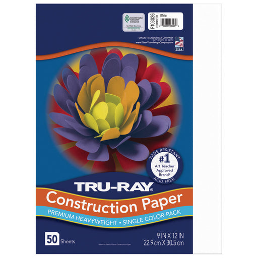 Tru Ray 9 X 12 White 50 Sht Construction Paper