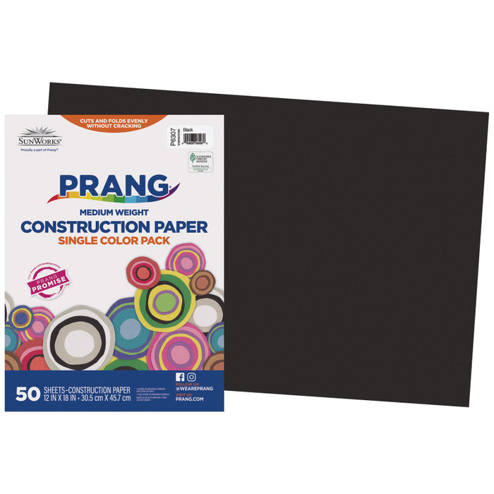 Construction Paper Black 50PK 12X18 50 Pack