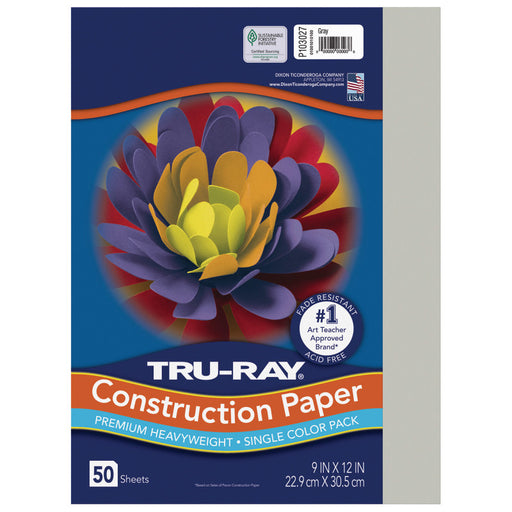 Tru Ray 9 X 12 Gray 50 Sht Construction Paper
