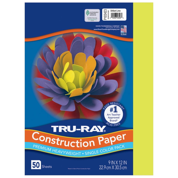 Tru Ray 9 X 12 Brilliant Lime 50SHT Construction Paper
