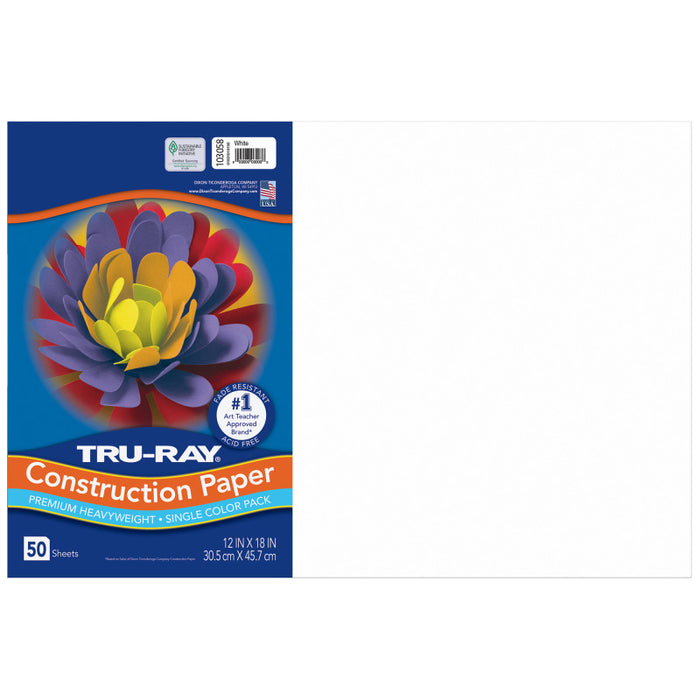 Tru Ray 12 X 18 White 50 Sht Construction Paper