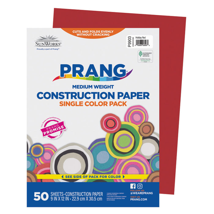 Construction Paper Hldy Red 9X12 50 Pack