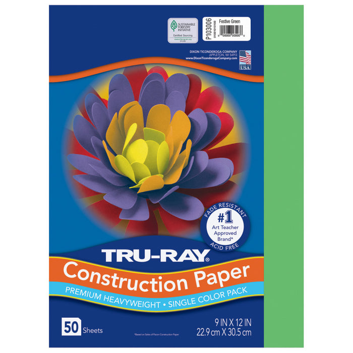 Tru Ray 9 X 12 Festive Green 50 Sht Construction Paper