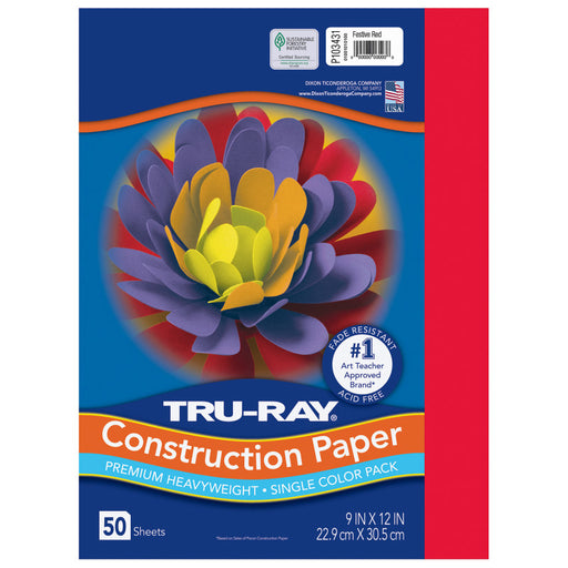 Tru Ray 9 X 12 Festive Red 50 Sht Construction Paper