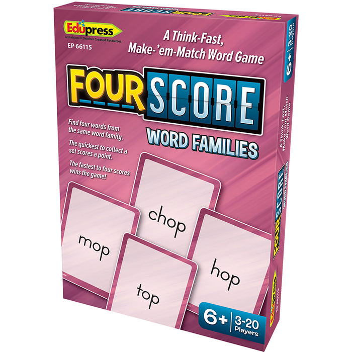 WORD FAMILIES FOUR SCORE CARD GAME