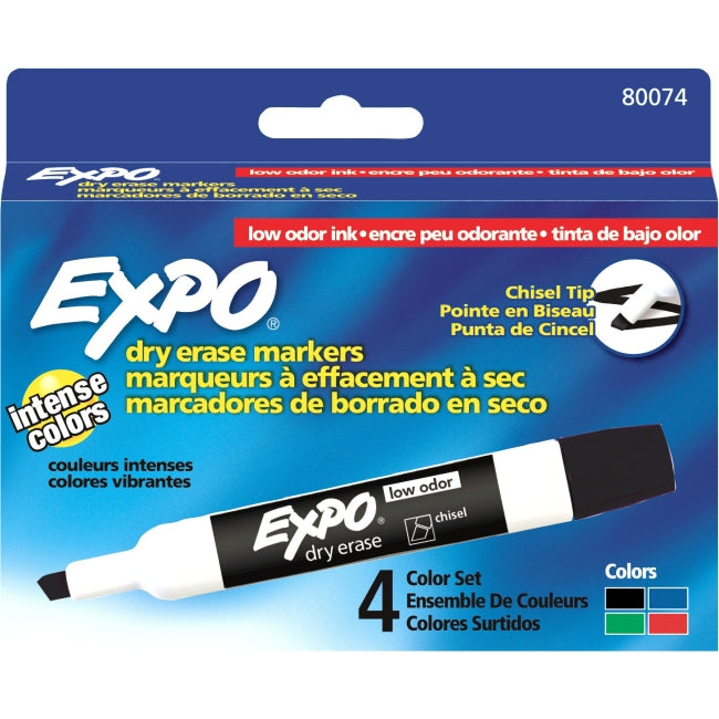 Pkg 4 Colour Dry Erase Markers Expo Thick Chisel (PST)