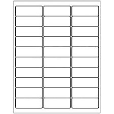 Sheet of 30 Blank Labels 2 5/8" x 1"